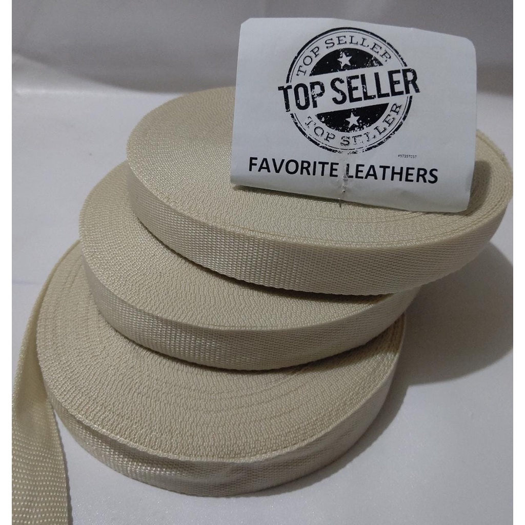 Nylon Webbing KK25 UKURAN 2,5CM /25MM / UKURAN 24METER / HARGA PER ROLL WARNA CREAM TERANG