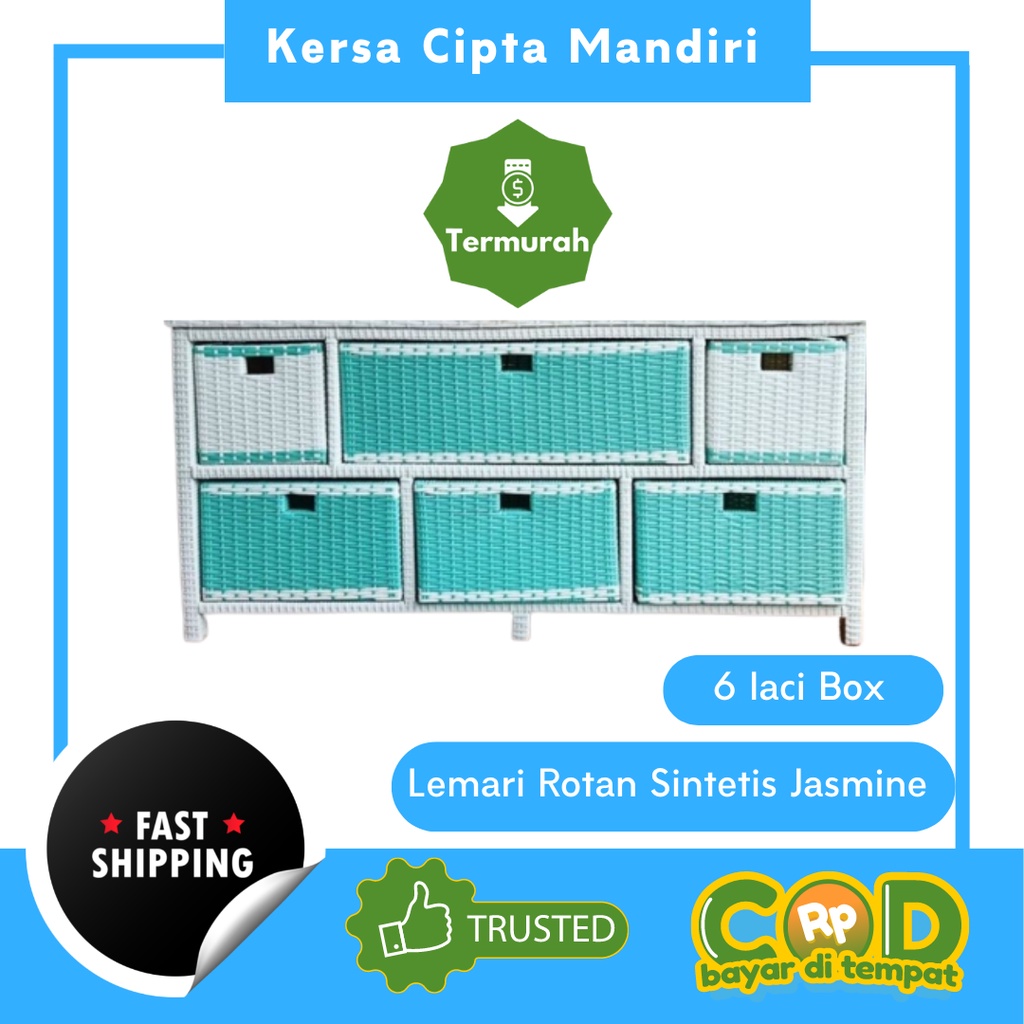 Rak TV Laci Jasmine Lemari Rotan Sintetis 6 Laci Box/Kersa Cipta Mandiri