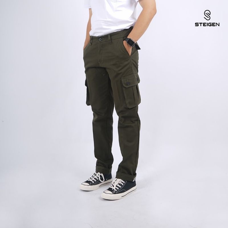 Celana Cargo Panjang Pria Standard Bahan Cotton Twill Hijau Army - Cargo Pants Pria - Celana Panjang