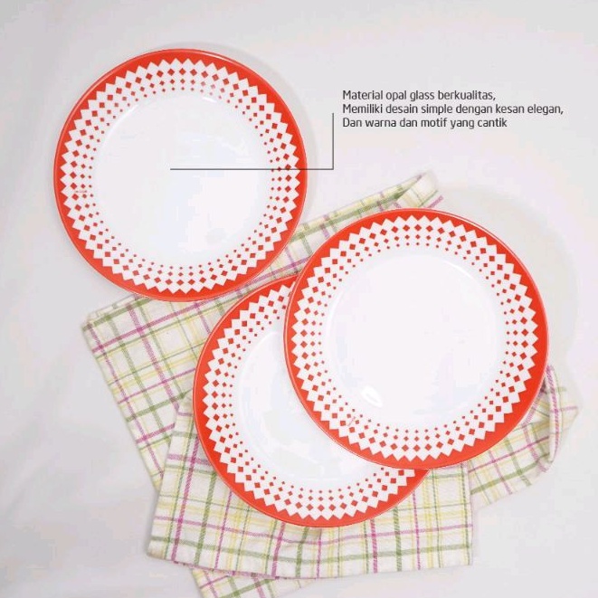 Piring Kecil Arcopal Adonie Red Dessert Plate Set of 3 Pcs
