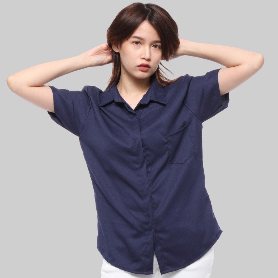 KEMEJA LINEN SINGLE POCKET UNISEX - ATASAN WANITA PRIA