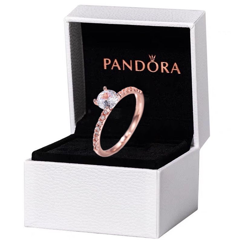 Pandora Cincin 925 Silver Hias Kristal Kubik Zirkonia Untuk Wanita