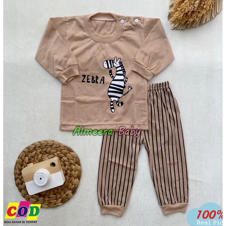 Setelan Baju Bayi Piyama Bayi Lengan Panjang Kancing Pundak Usia 3-12 Bulan Almeera Baby and Kids