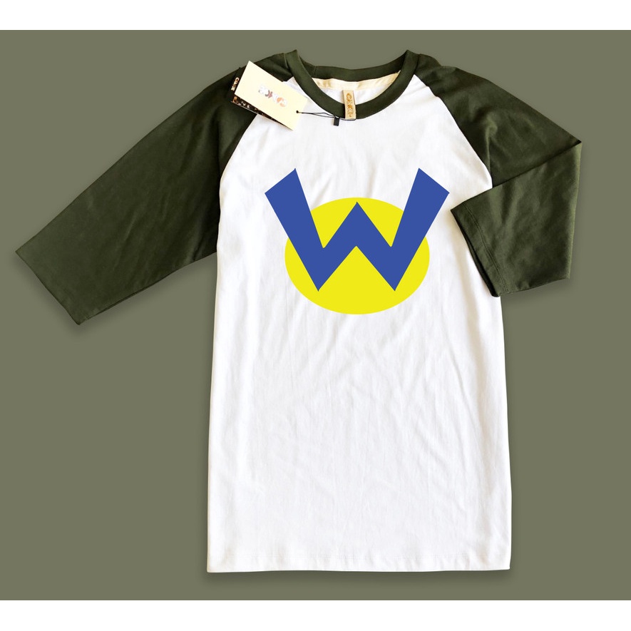 Kaos Raglan Super Mario Wario W Logo