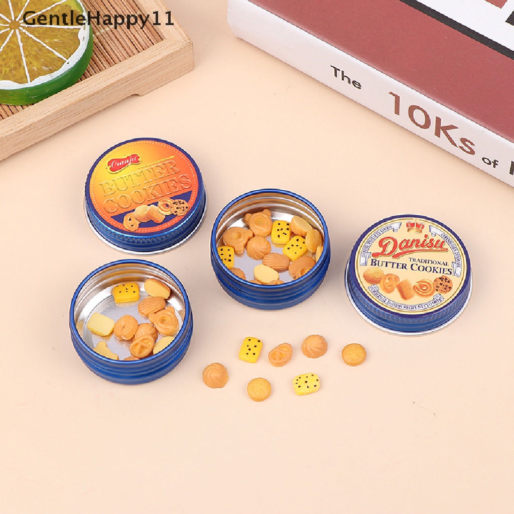 Gentlehappy 1 Set Mainan Miniatur Cookies + Kotak Metal Untuk Aksesoris Rumah Boneka