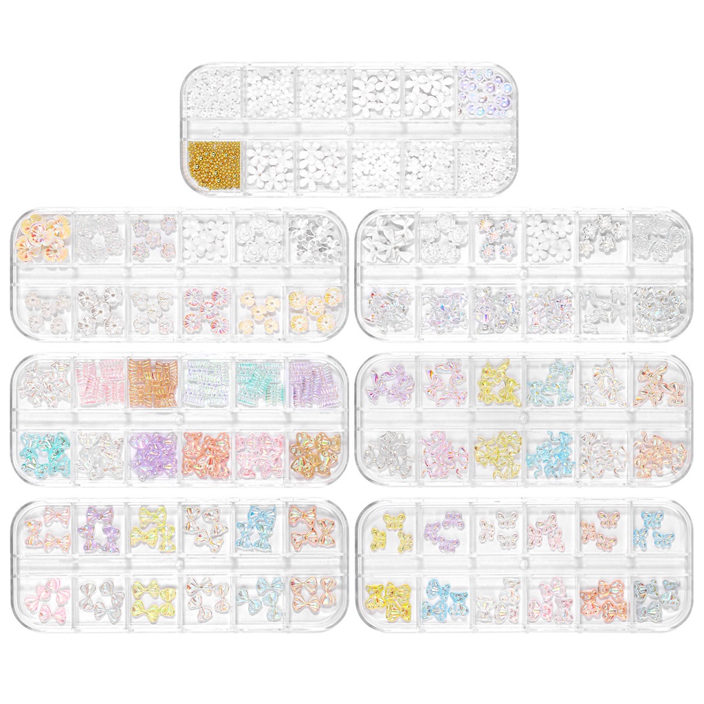 Hiasan Kuku 3D Bentuk Pita / Beruang /Camellia Glitter Untuk Nail Art / Manicure DIY