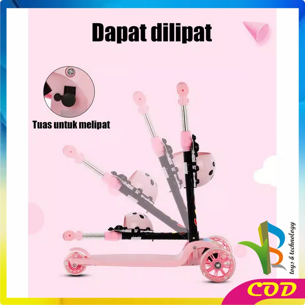 RB-M95 Mainan Otopet Scooter Anak Otoped Kumbang Skuter Anak Roda 3 Bisa Lipat Lampu LED Roda Murah