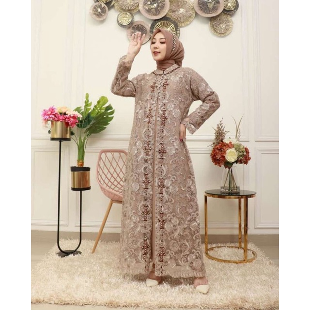 Gamis + Cardigan Corneli Gliter Benout Bordir Payet Original Butik