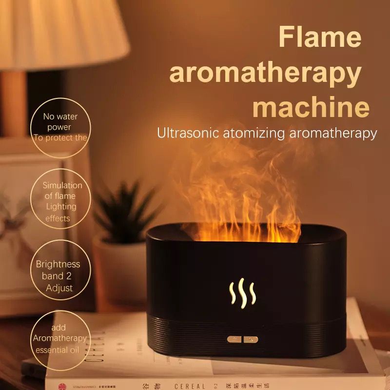 Ultrasonic Air Humidifier Diffuser Ilusi Api USB Simulation Flame Sleep Atomizer 180ML Pelembab Ruangan Pengharum Ruangan