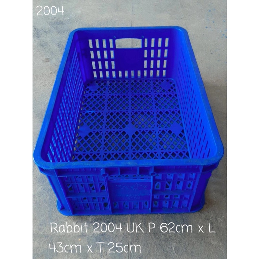 62x43x25 Box Container Rabbit 2004 Plastik Keranjang Industri Sayur Ikan Krat Buah