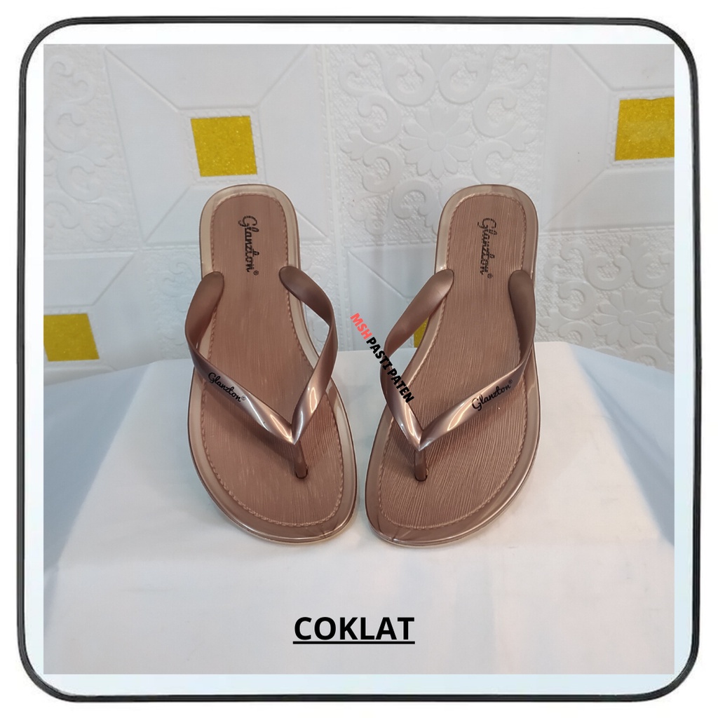 Sandal jepit glosy teplek Sandal flat impor wanita glanzton 1819 Sandal santai