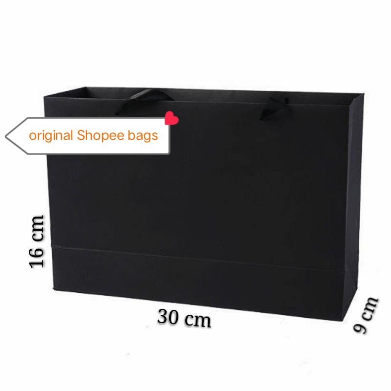 

SUPER PROMO PAPERBAG SUPER BLACK 30 X 9 X 16 cm || TERMURAH || shopeebags ||
