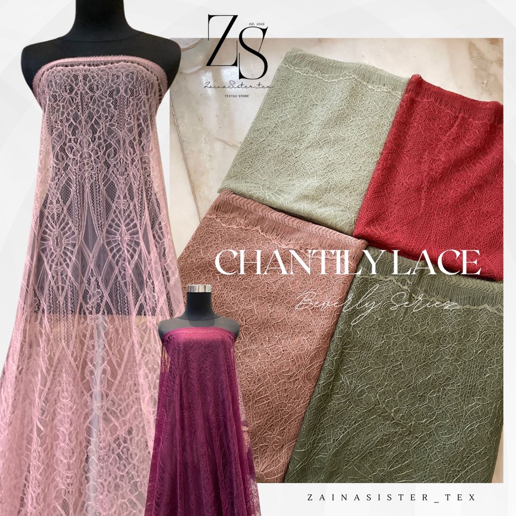 Bahan Kain Kebaya Brokat Brukat Panel Chantily Santily Lace Semi France Semi Prancis