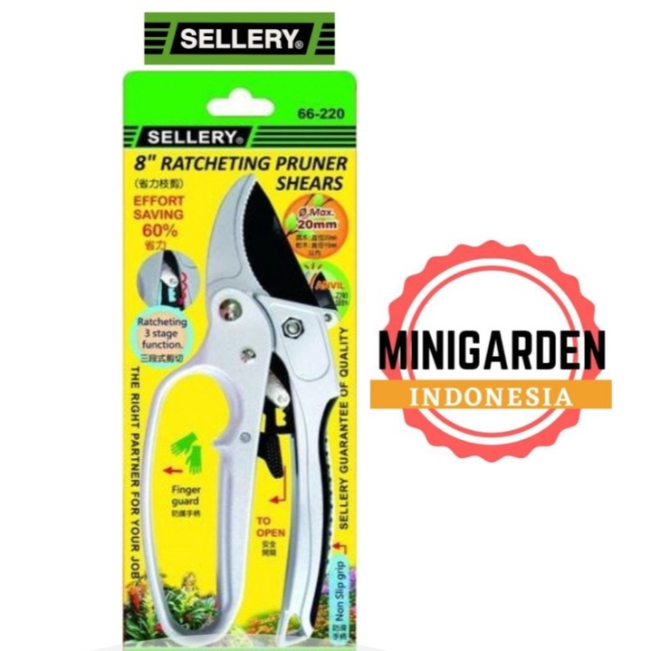 RATCHET PRUNING SHEARS 8&quot; / GUNTING BUNGA SELLERY 66-220