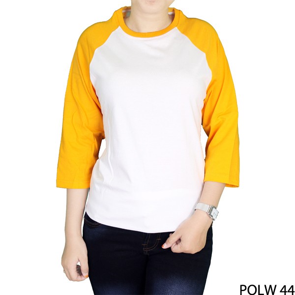 Kaos Raglan Wanita Cotton Combed S20 Abu Kombinasi Merah – POLW 27