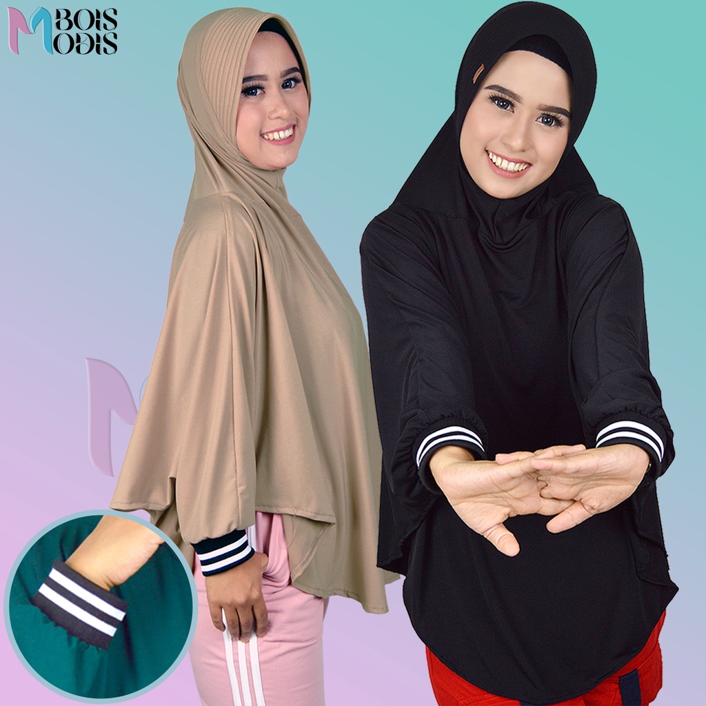 Jilbab Sport Lengan Jumbo/Hijab Instan Lengan Sport Pet Antem Jumbo Modern/Kerudung Sport Jumbo Menu