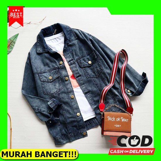 Jaket Denim Bahan Premium Bangkok Bkk , Furry Jaket Jaket Jeans Black Snow Kode Lvd 8230