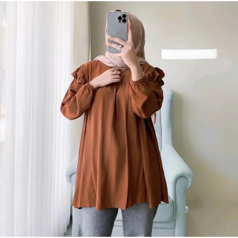 Qiran blouse crinkle airflow kemeja atasan