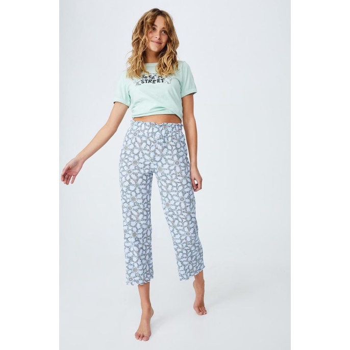 Cotton On Body - Celana Tidur Wanita - Waffle Wide Leg Crop Pant