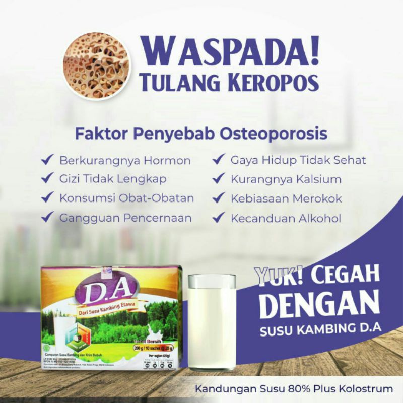 

Susu Kambing Etawa D.A Plus Colostrum Atasi Masalah Tulang Kropos Dan Sendi