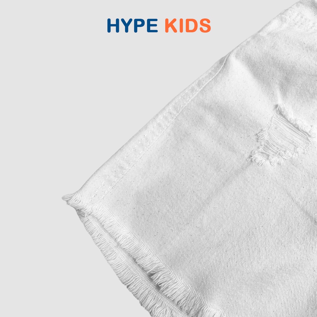 Hypekids Broken White - Celana Pendek Anak Jeans Putih Sobek Usia 1 - 6 Tahun Unisex