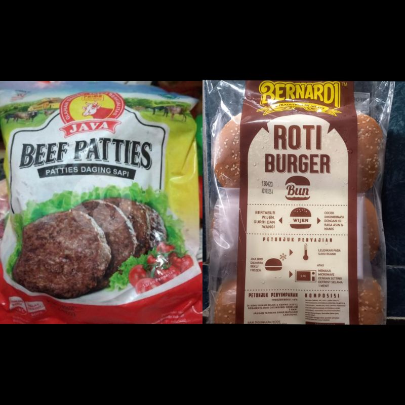 

Paket Burger Beef Patties Java Bernardi (Roti Burger Besar isi 6 & Beef Patties Java isi 10)