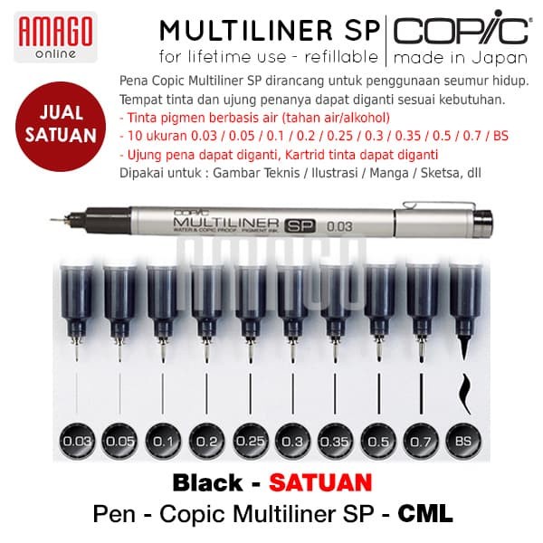 

COPIC MULTILINER SP - REFILLABLE - SATUAN - CML