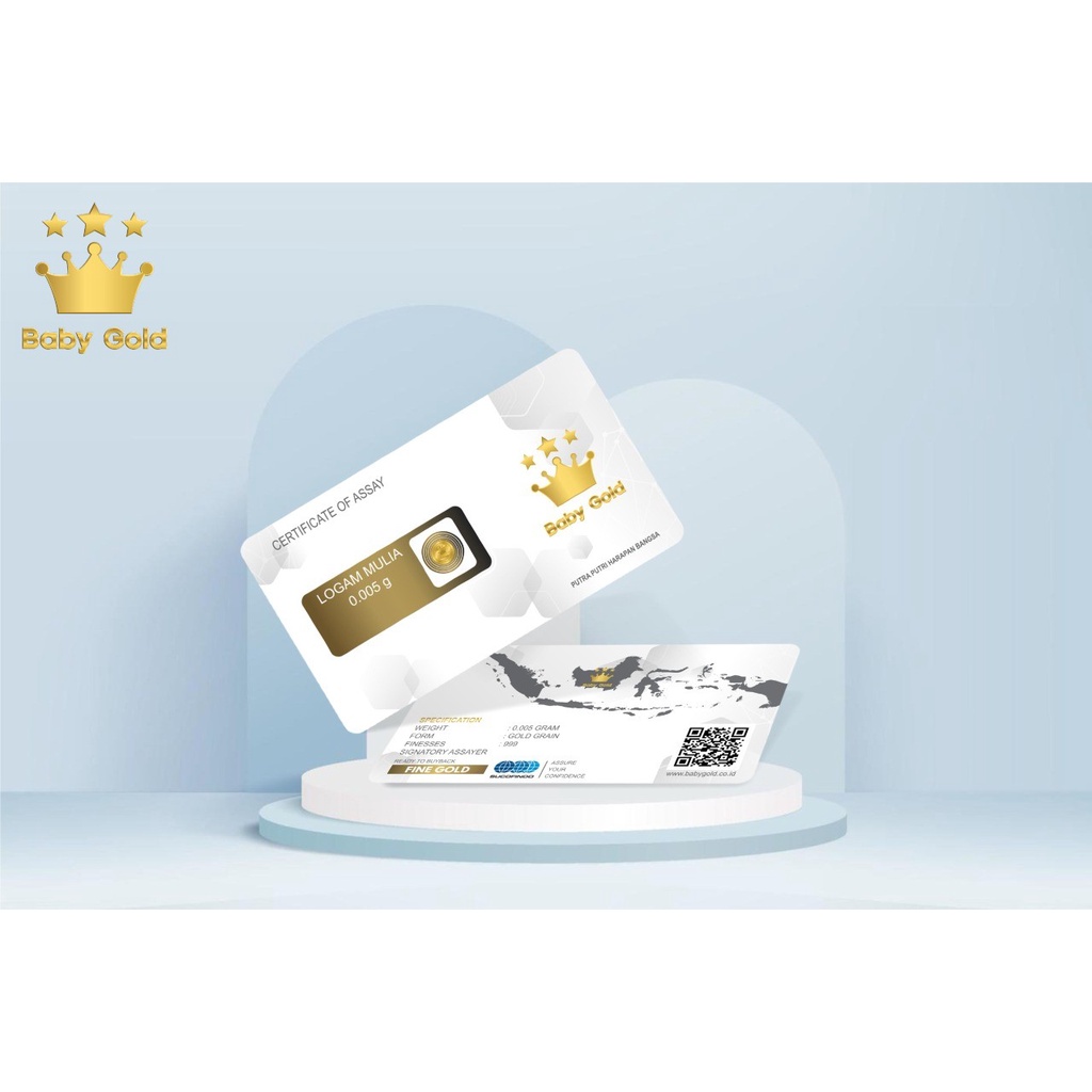 BabyGold Baby Gold 0.005gr 0,005 gr 0.005 g gram Logam Mulia Asli Emas Murni (PUTIH) Mini Gold Minigold