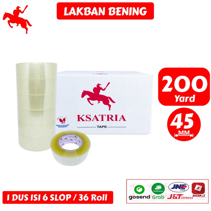 

Perekat Lakban Opp Tape / Lakban Bening Ksatria Tape 200 Yard (1 Dus)