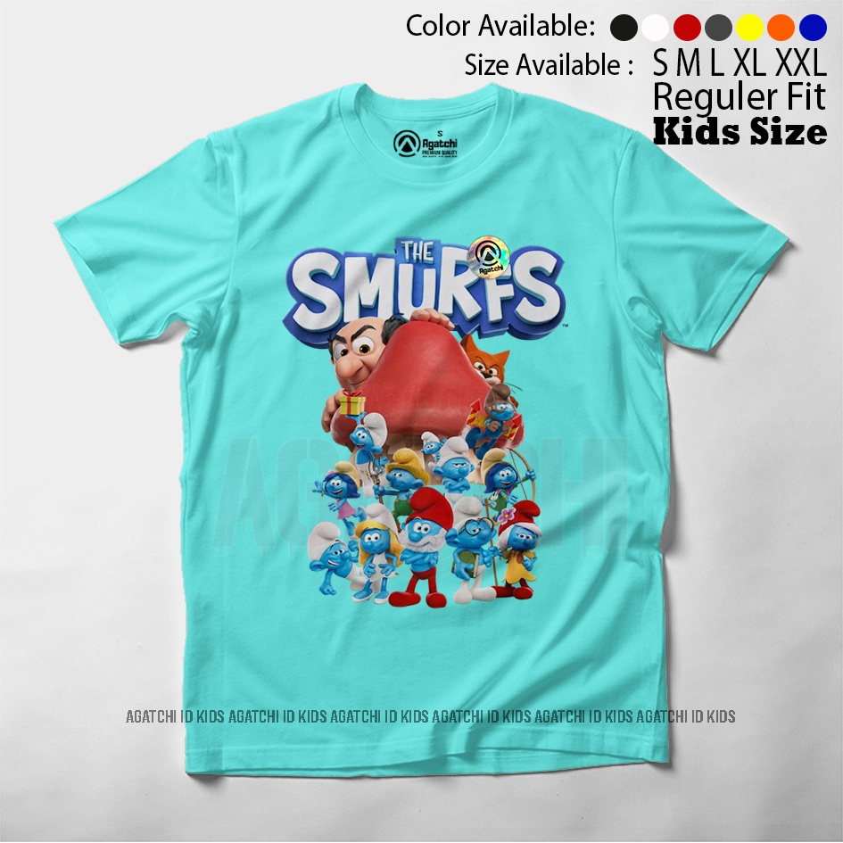 Baju Kaos Atasan Anak Laki - Laki Agatchi Motif Smurf V2