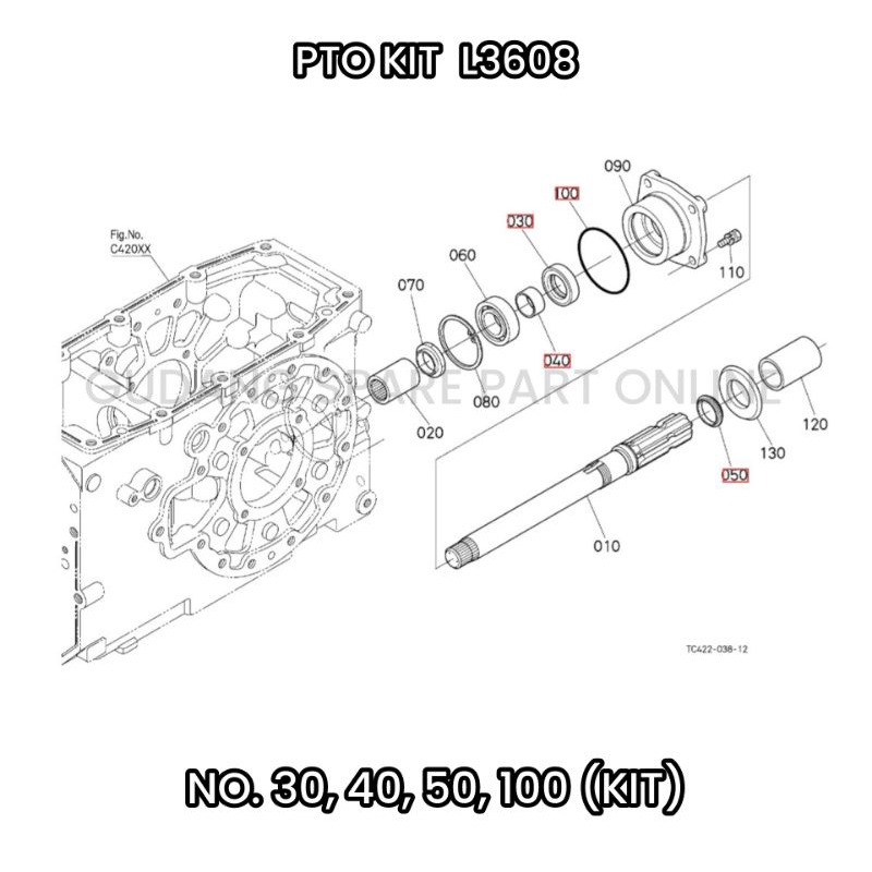 SEAL KIT PTO KUBOTA TRAKTOR L3608