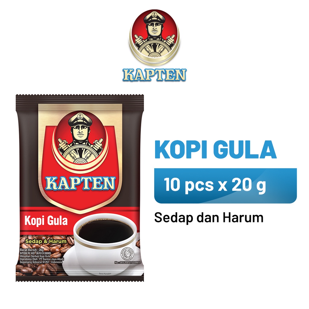 Kopi Kapten Gula 1 Renteng ( Isi 10 x 20 gr )