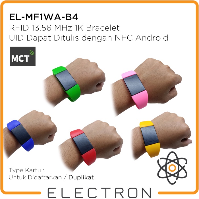 EL-MF1WA-B4 Gelang Bracelet RFID 13.56 MHz Android Writable UID Clone