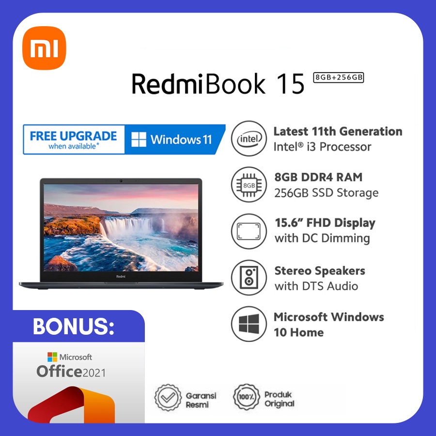 XIAOMI Redmi Book 15 Core i3-115G4 8GB+256GB SSD 15.6&quot; FHD Win10