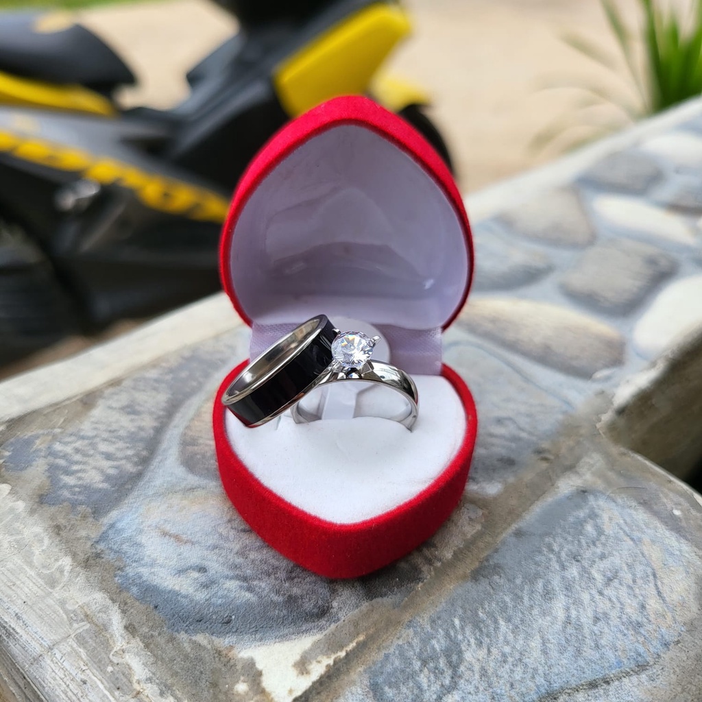 Cincin zikron mata TITANIUM Korean Fashion Couple Tunangan Titanium Emas Anti Karat Model TERBARU 2021 Untuk Pria Dan wanita free box