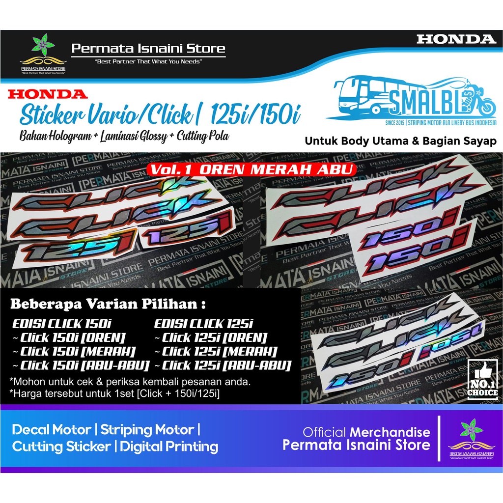Sticker Stiker Hologram Honda VARIO CLICK 125i 150 Cutting Pola