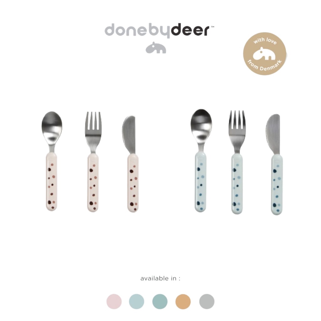 Done by Deer Cutlery Set Dreamy Dots Sendok Makan Anak