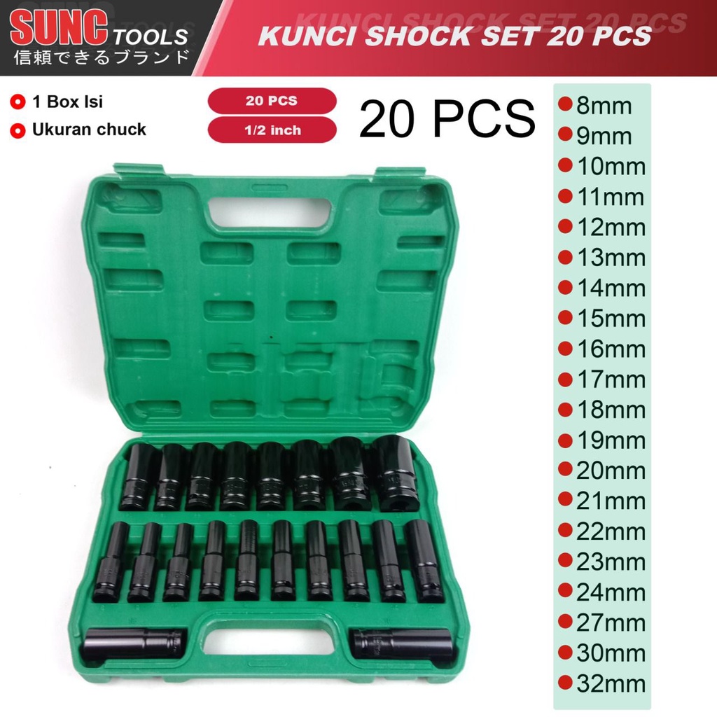 Mata Impact Wrench Socket 1/2 Inch Mata Sok Panjang Deep Socket