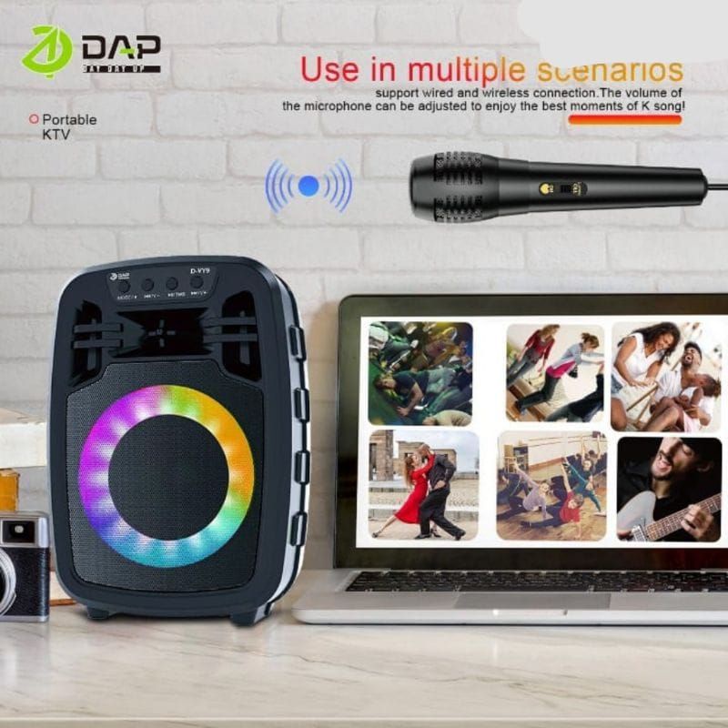 Dap Spiker Bluetooth D-Vy9 Karoke Free Mic 4 Inchi / Salon Aktif Portable Radio Fm