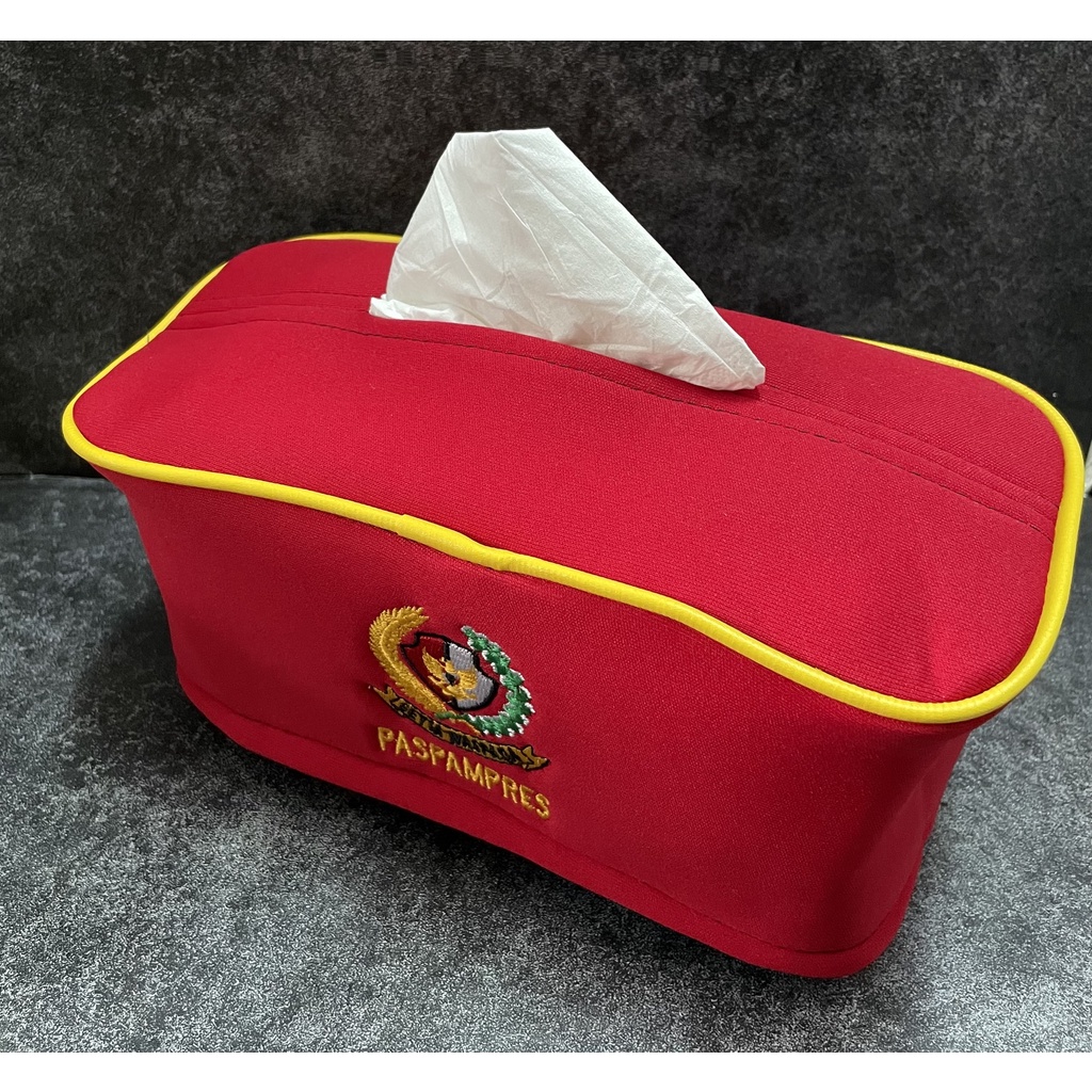 Kotak Tissue Paspampres (Merah) - Tempat Tissue Mobil - Tissue Box Pas