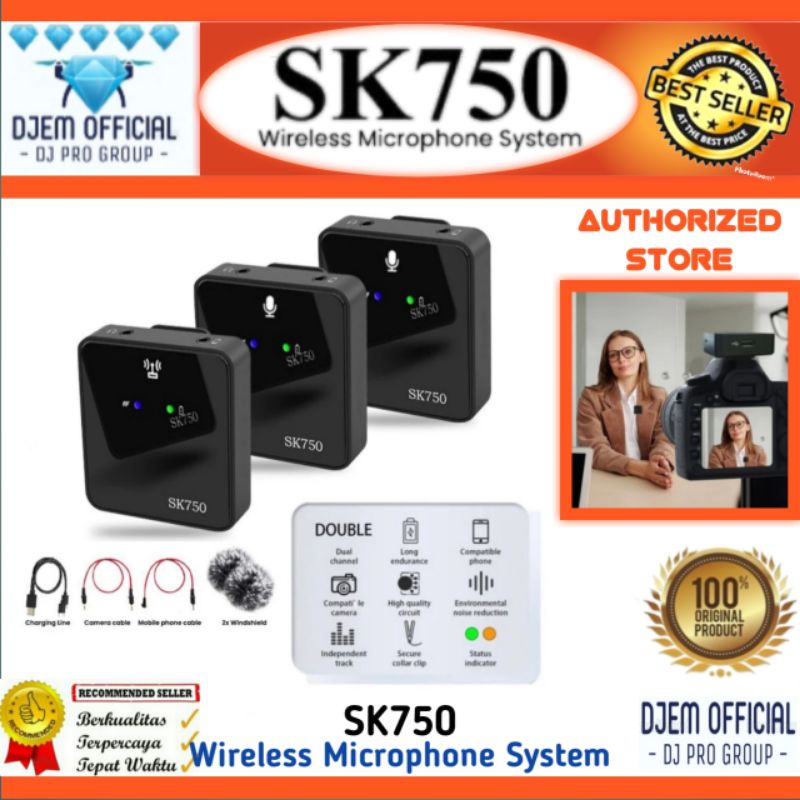 SK750 2.4GHz Dual Channel Wireless Microphone SK 750 Mic Camera Smartphone Portable max 50M Range