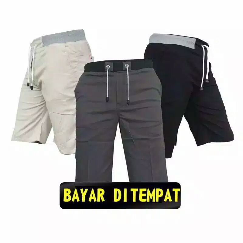 Jual ((80k dapat 3pcs)) CELANA PENDEK CHINO PANTS PINGGANG KARET | Shopee Indonesia