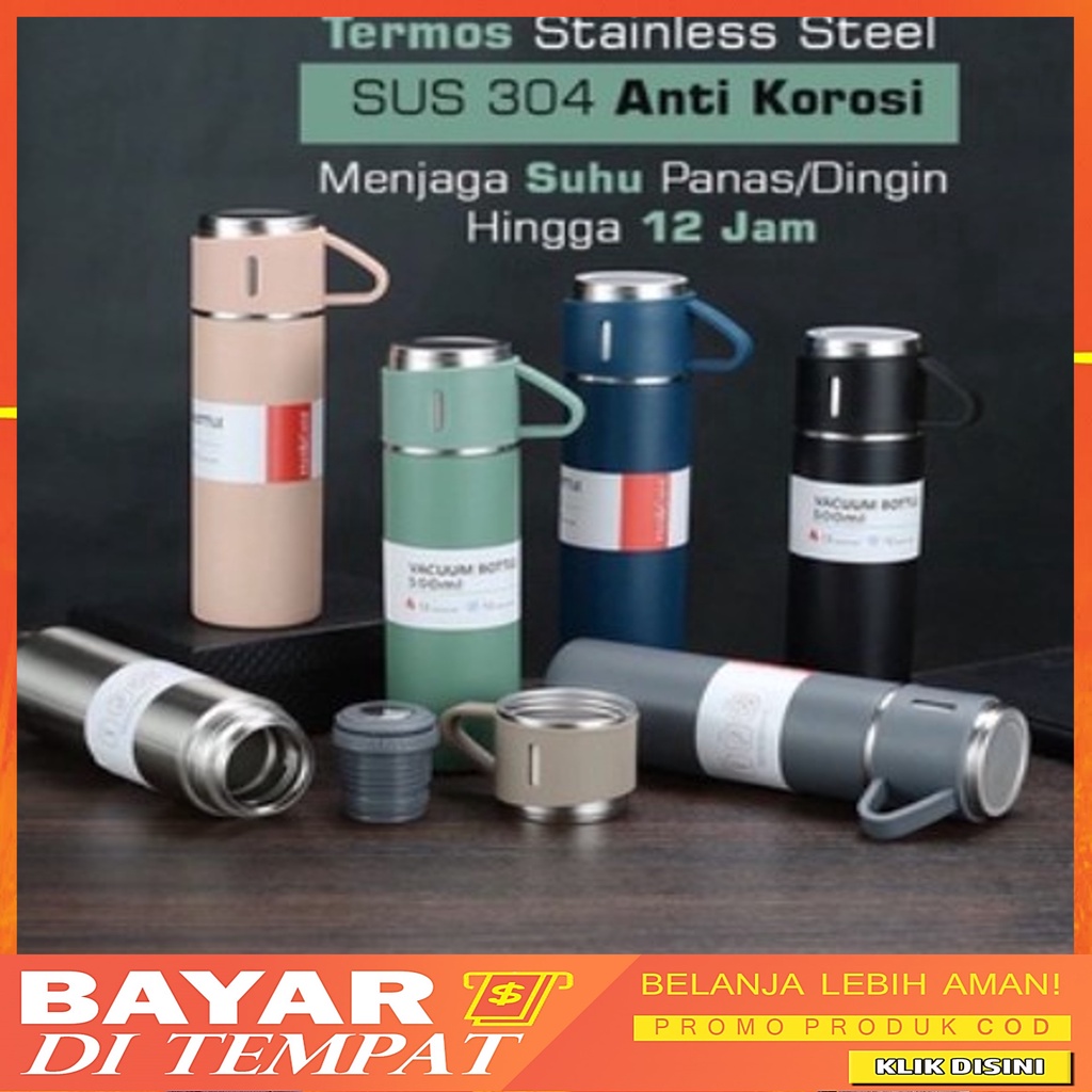 Termos Sultan Vacuum Flask Set Botol Minum Cangkir Premium Panas Dingin 500ml