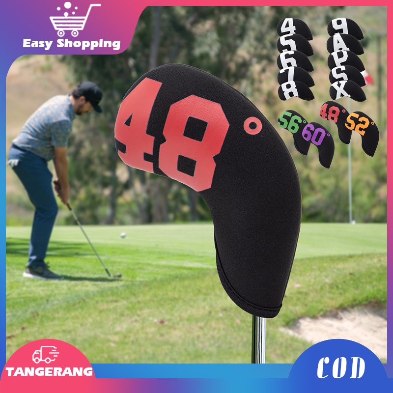 10pcs Golf Iron Cover/Golf Sarung Set/Golf Putter Golf Iron Cover/Pelindung Sarung Kepala Tongkat Golf