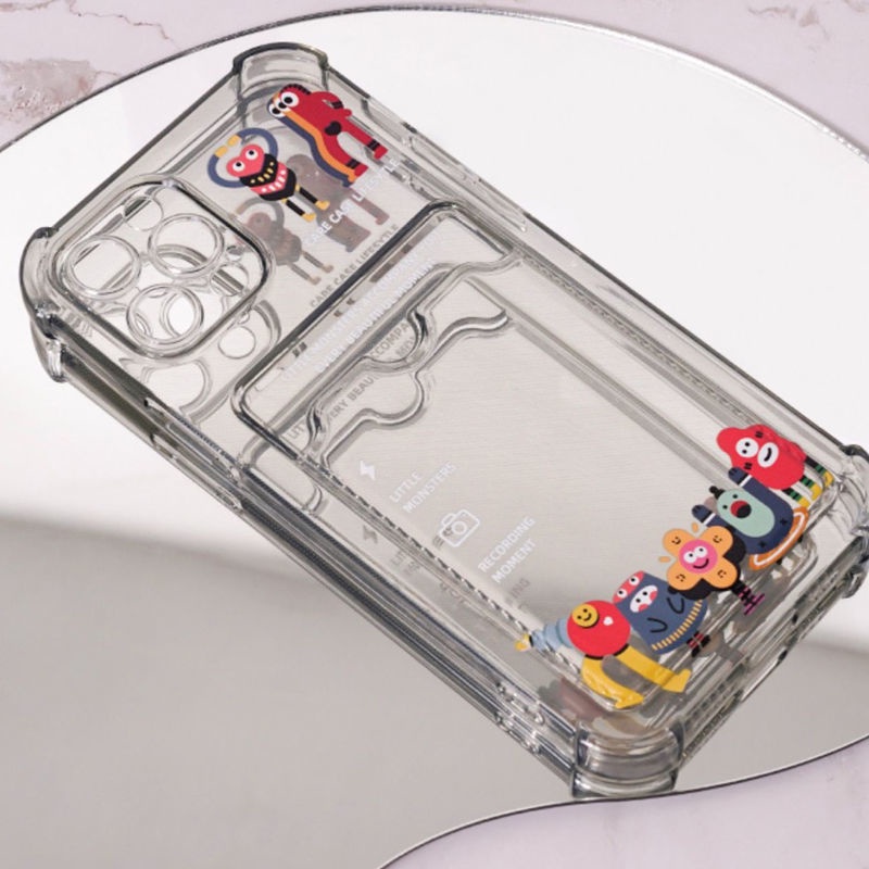 Soft Case Silikon TPU Transparan Motif Monster Kecil Untuk IPhone 14 13 11 12 Pro XS Max XR X 8 7 6S Plus