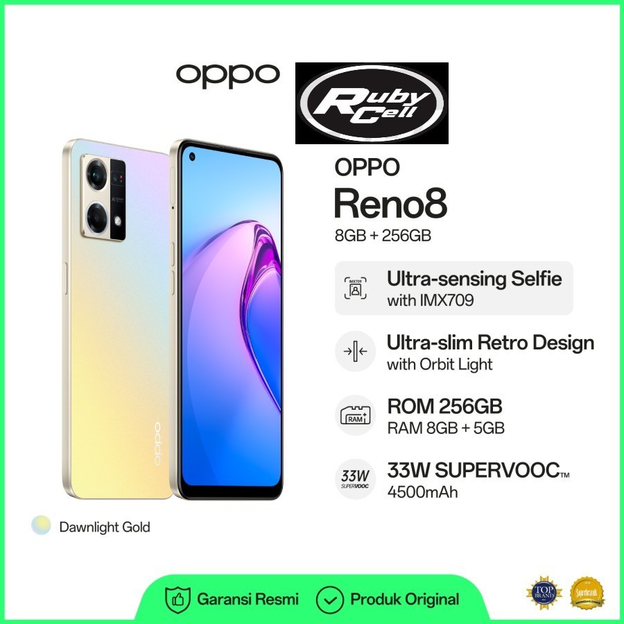 OPPO Reno8 4G 8/256GB Smartphone - Garansi resmi