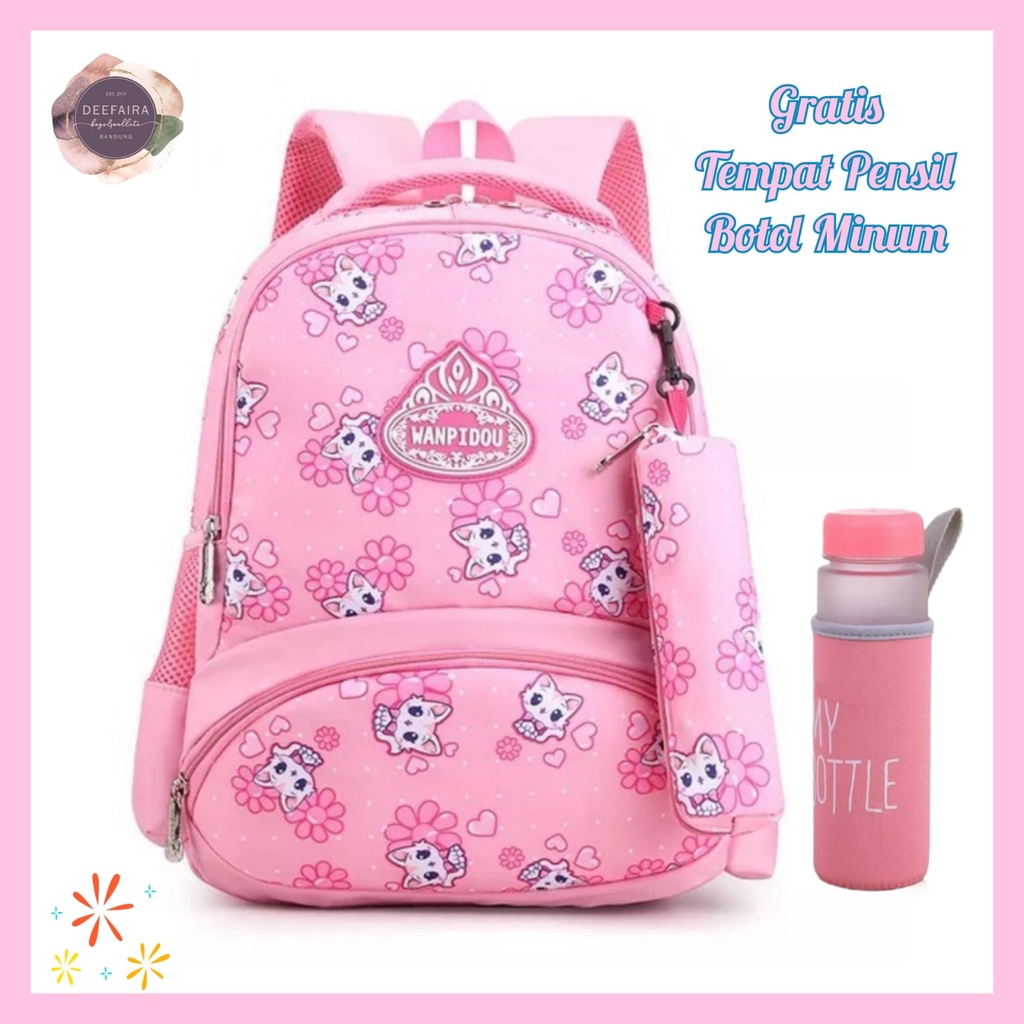 Tas Ransel Sekolah Anak Perempuan Sd Smp Sma Motif Flower Cat Buy 1 Get 3