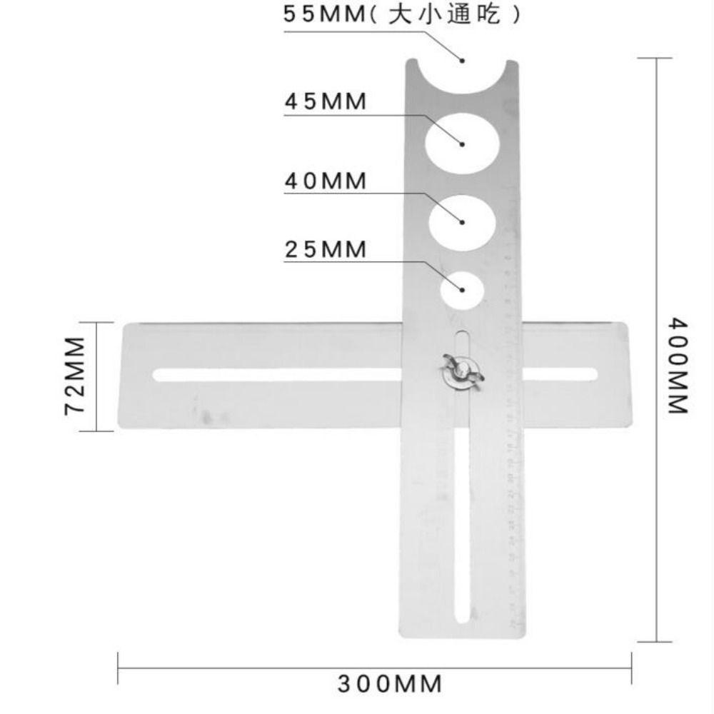 [Elegan] Hole Opener Locator Universal 360derajat Tile Hole Locator Multi Fungsi Untuk Pekerjaan Hias Rumah Alat Ukur Tangan Posisi Penggaris Puncher