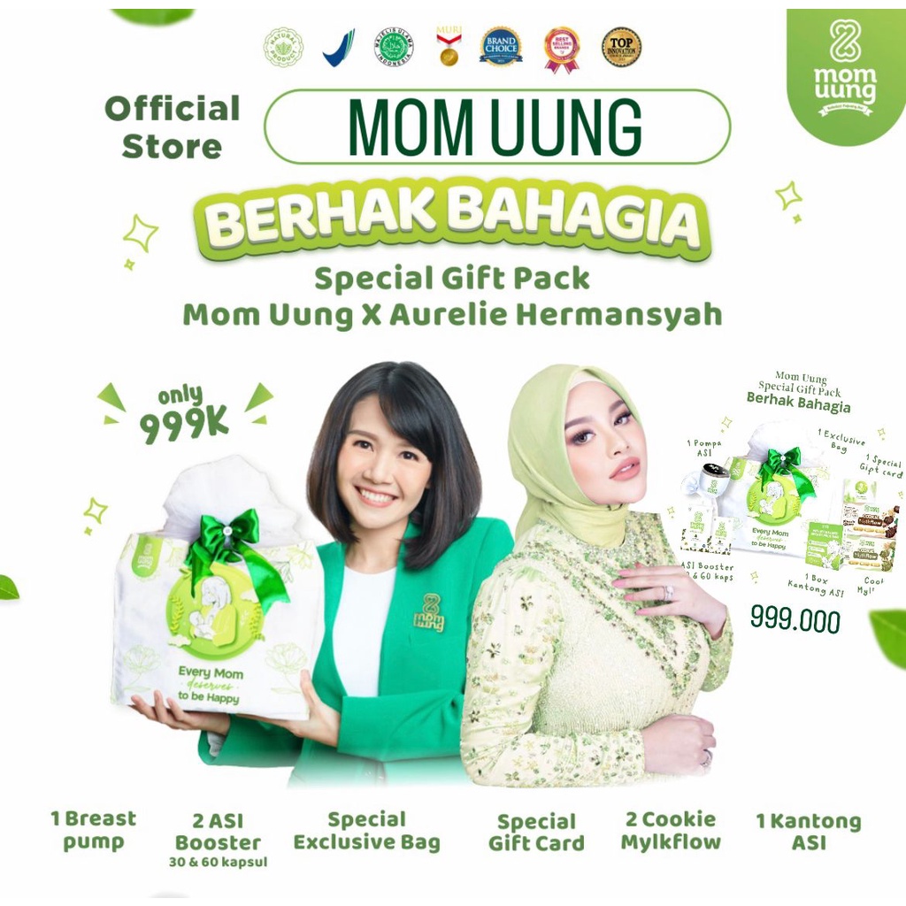 MOM UUNG Spesial Gift berhak bahagia PAKET LENGKAP / MOMUUNG PELANCAR ASI / POMPA ASI ELEKTRIK