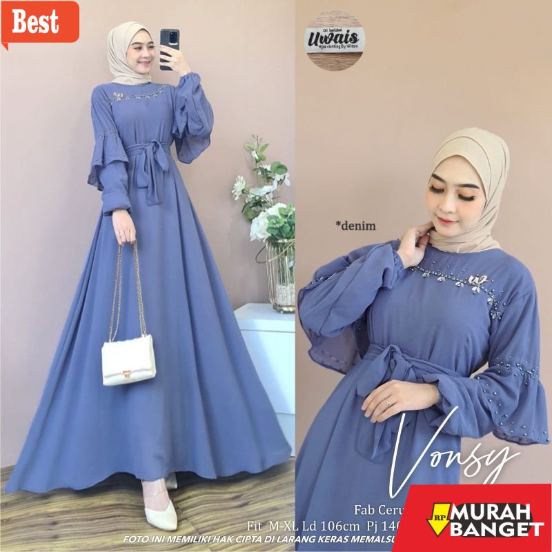 model dress terbaru 2022 (RESTOK BISA COD)) BAJU VONSY   MAXY ORIGINAL BY UWAIS